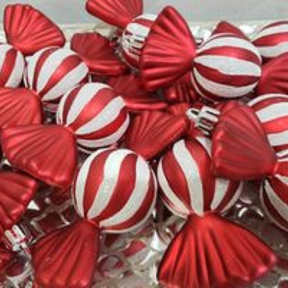 Christmas Grinch Red White Candy Cane Peppermint Plastic Tree Ornaments 12pc